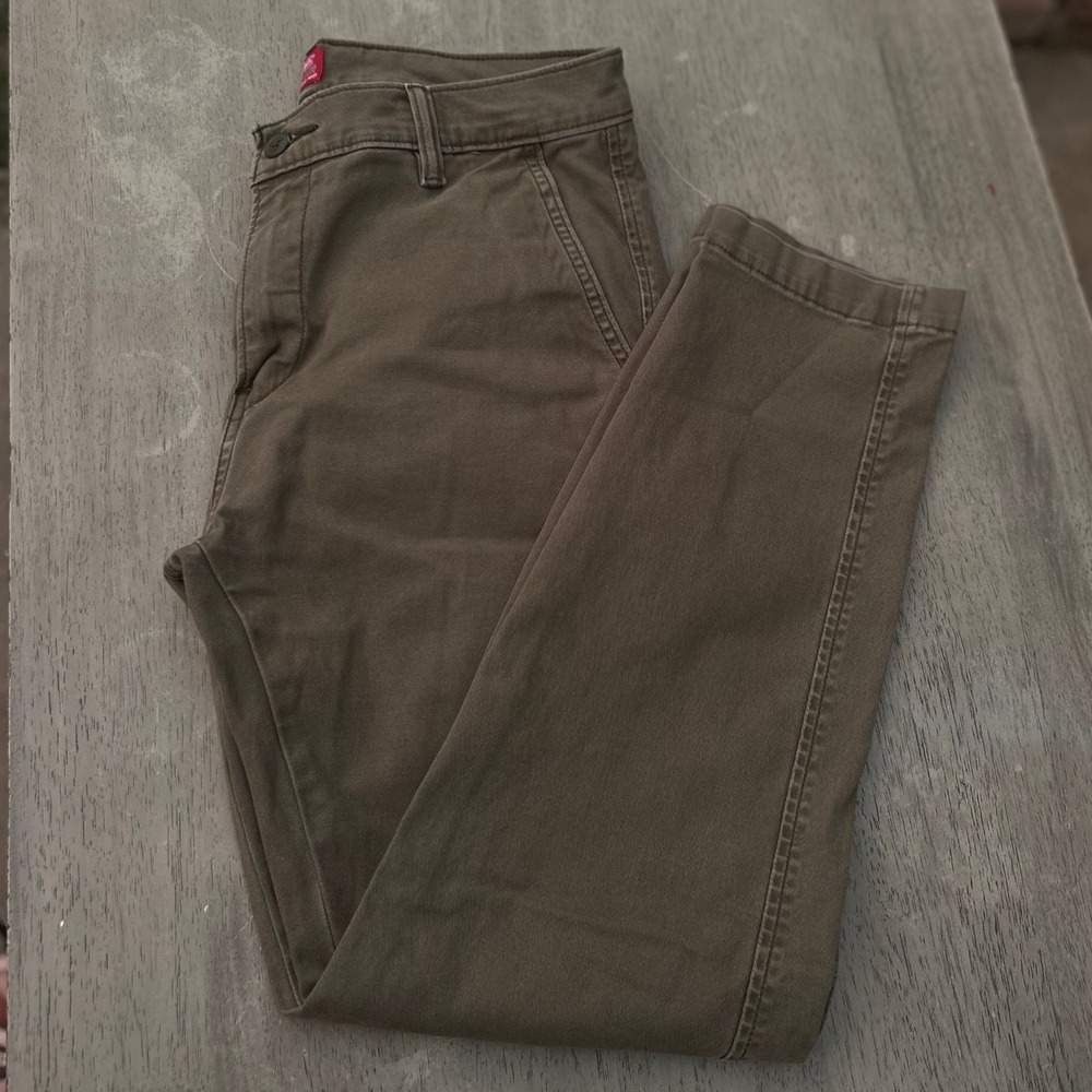 Levis XX Chino Standard Taper Pants Olive Green Mens 31x27.5 Cotton Stretch